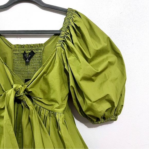 NWT Toccin Front-Tie Bubble Hem Poplin Blouse in Cactus Green MSRP$265 - Picture 4 of 16